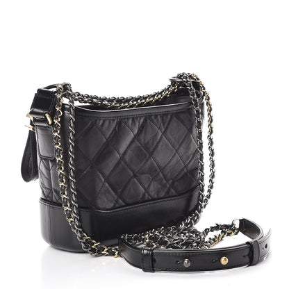 Chanel Aged Calfskin Quilted Small Gabrielle Hobo Black 3 of 10