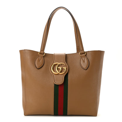 Gucci New Sakai Calfskin Lux Web Small Dahlia Tote Quartz Beige 1 of 10