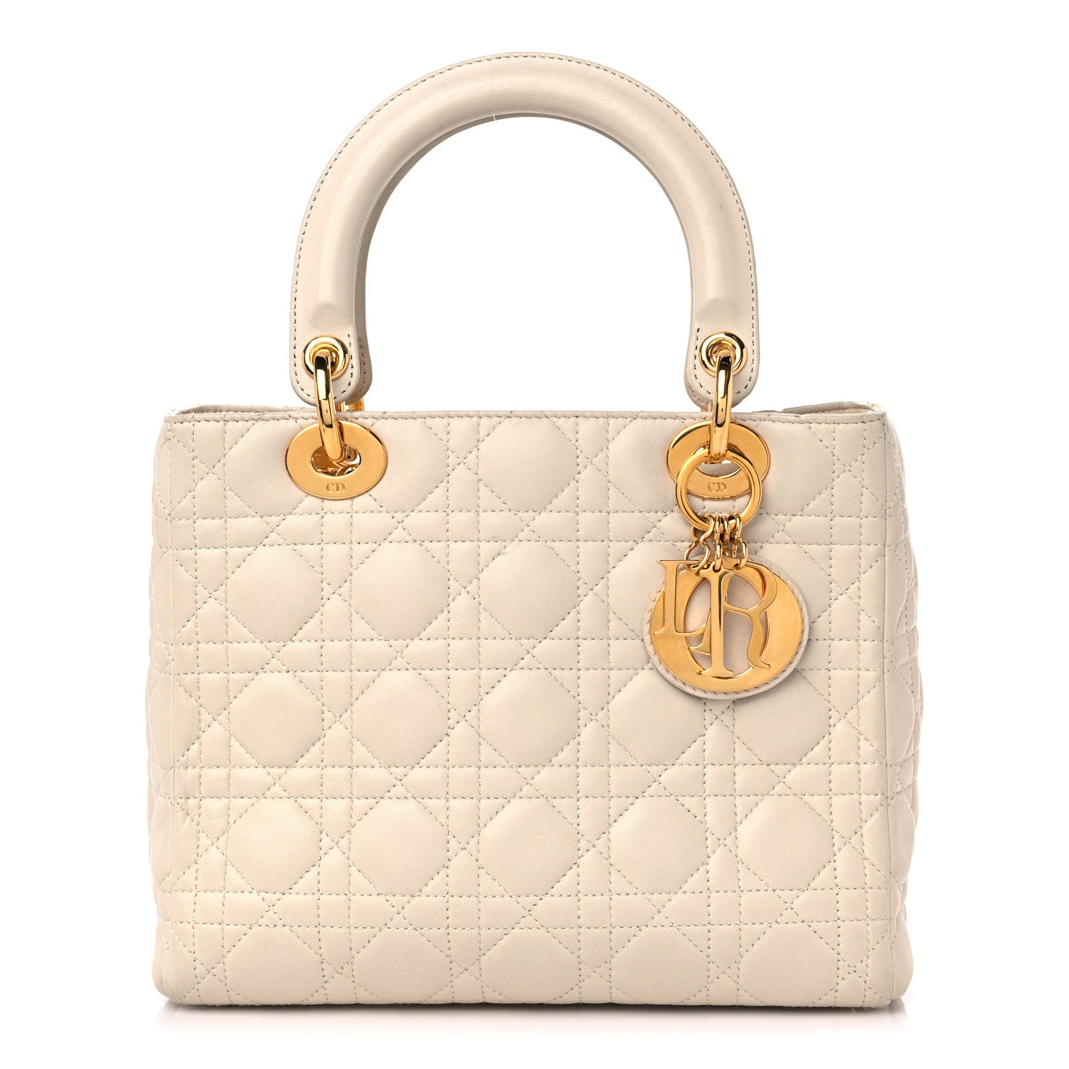 Christian Dior Lambskin Cannage Medium Lady Dior Light Beige 1 of 16