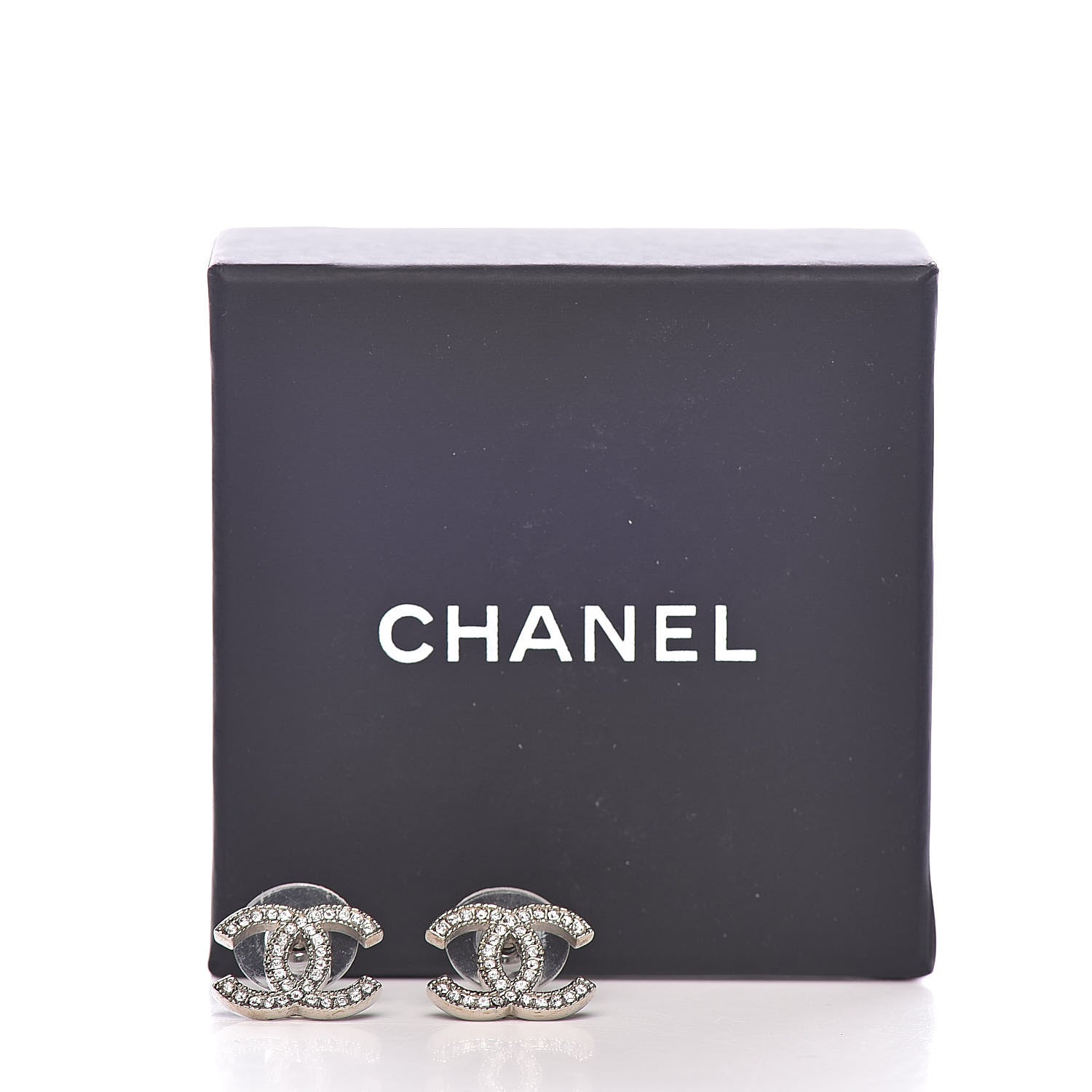 Chanel Crystal CC Earrings Silver 5 of 5