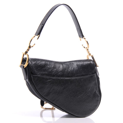 Christian Dior Ostrich Saddle Bag Black 3 of 7