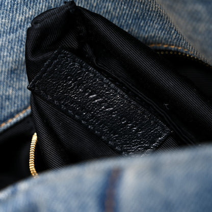 Saint Laurent Denim Quilted Small Loulou Puffer Monogram Chain Satchel Blue Cinnamon 7 of 9