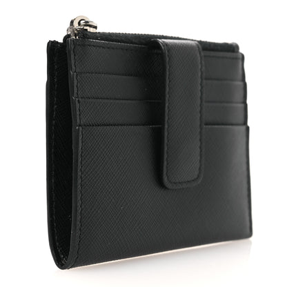 Prada Saffiano Triangle Zip Card Holder Black 6 of 20