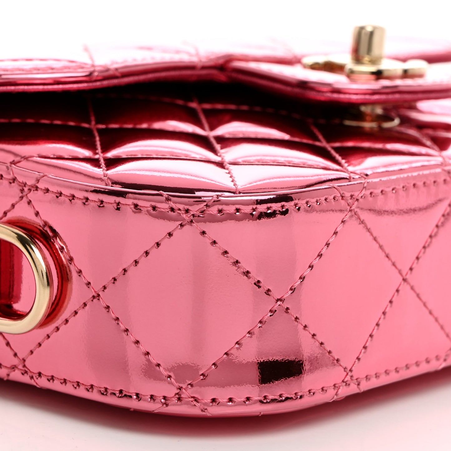 Mirror Calfskin Metallic Lambskin Quilted Hollywood Boulevard Mini Flap With Star Coin Purse Pink
