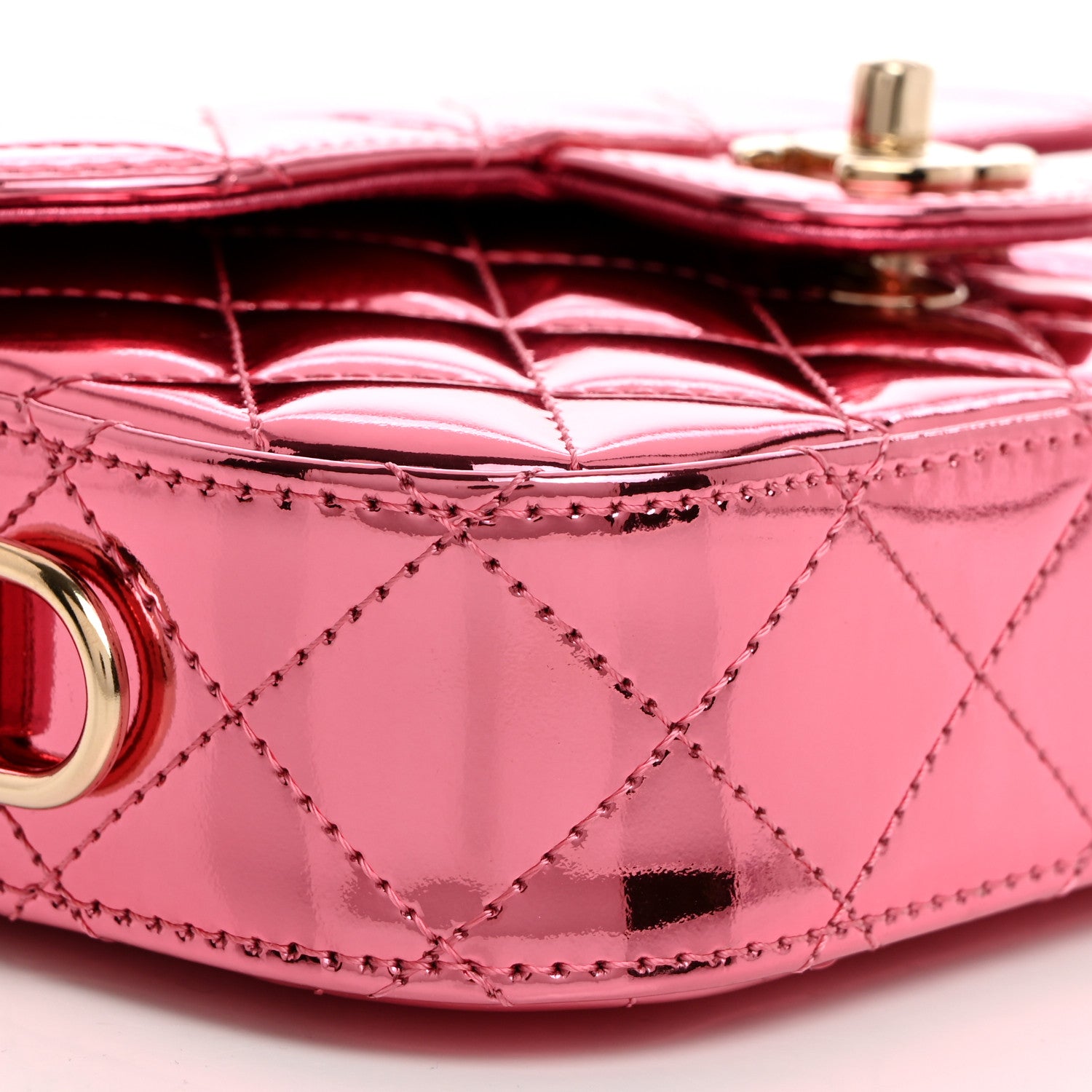 Chanel Mirror Calfskin Metallic Lambskin Quilted Hollywood Boulevard Mini Flap With Star Coin Purse Pink 10 of 11