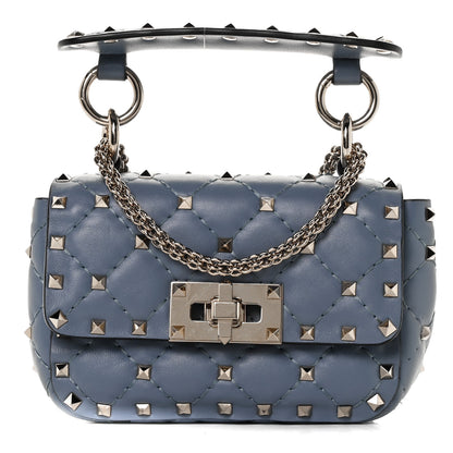 Valentino Garavani Nappa Micro Rockstud Spike Shoulder Bag Blue 1 of 7