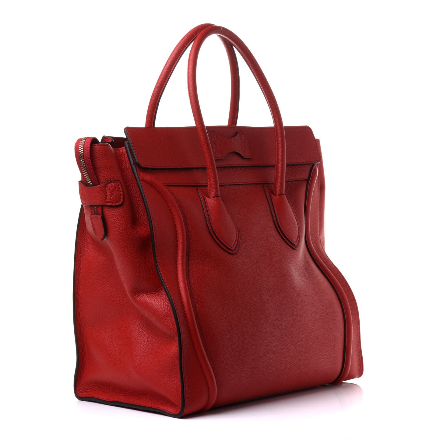 Drummed Calfskin Medium Luggage Coquelicot