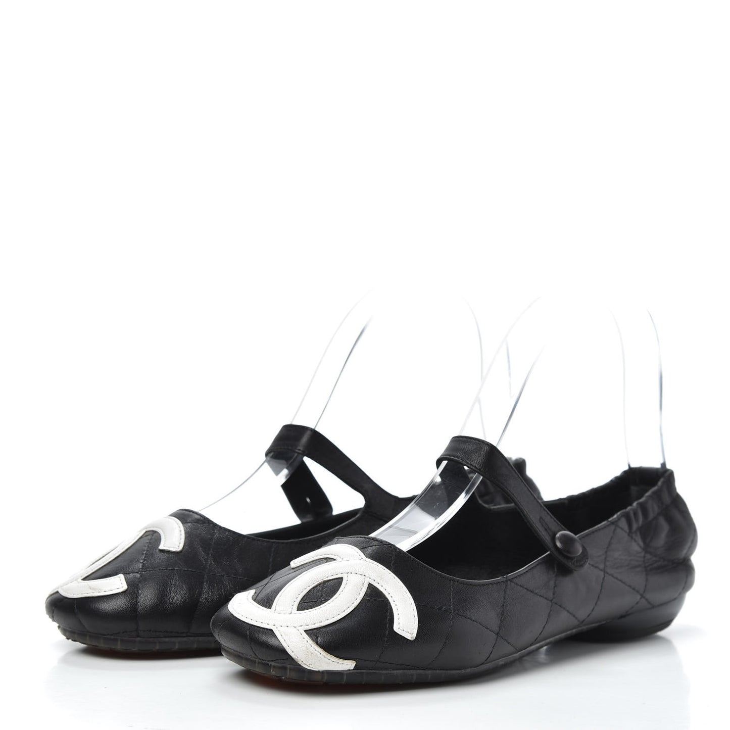 Lambskin Quilted Cambon Ballerina Flats 37 Black