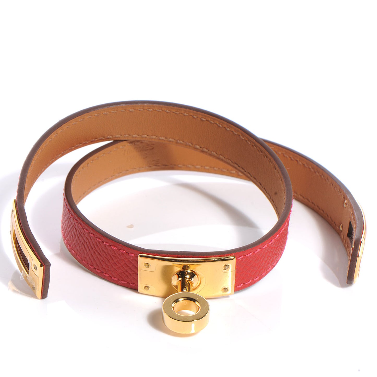 Epsom Kelly Double Tour Bracelet Rouge Casaque Small