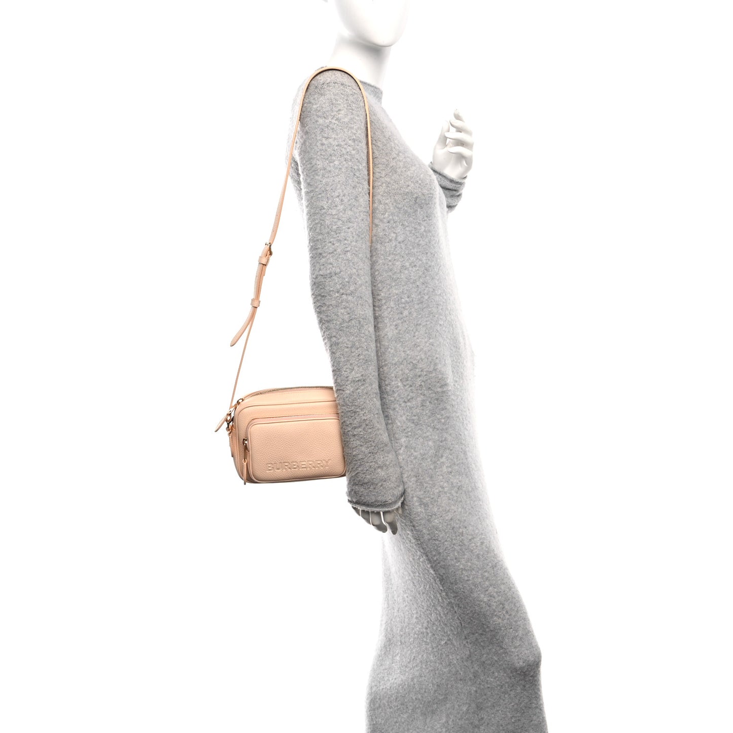 Grained Calfskin Small Camera Bag Peach Pink