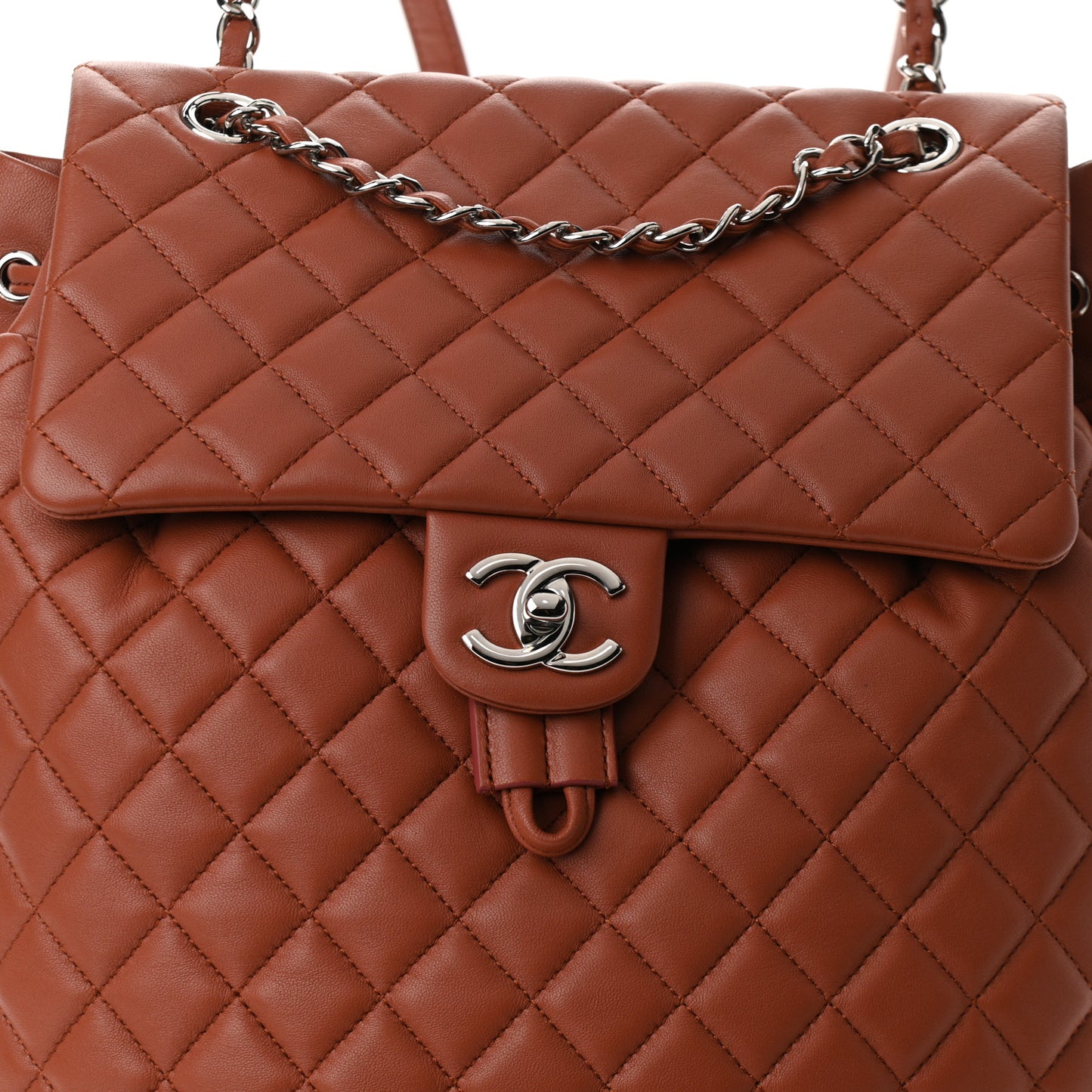Lambskin Quilted Large Urban Spirit Backpack Brown