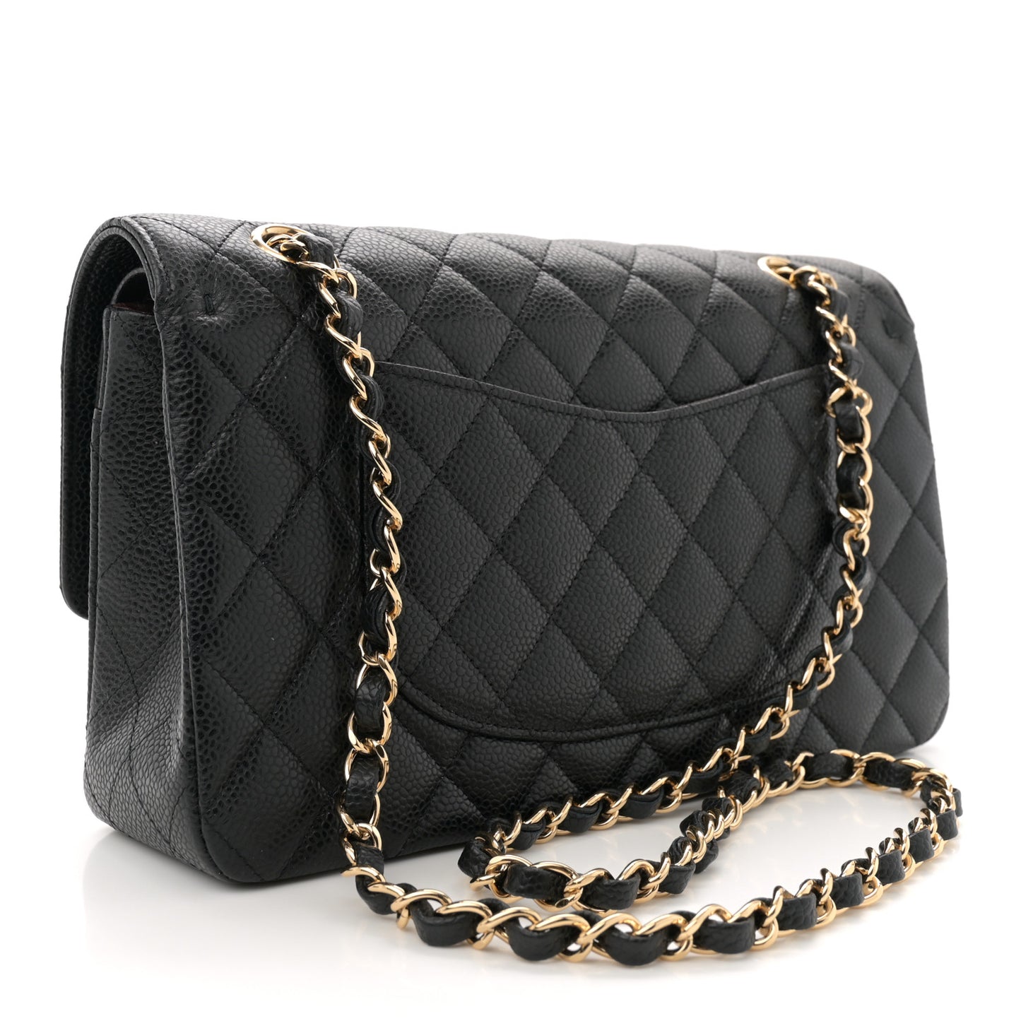 Caviar Quilted Medium Double Flap Black
