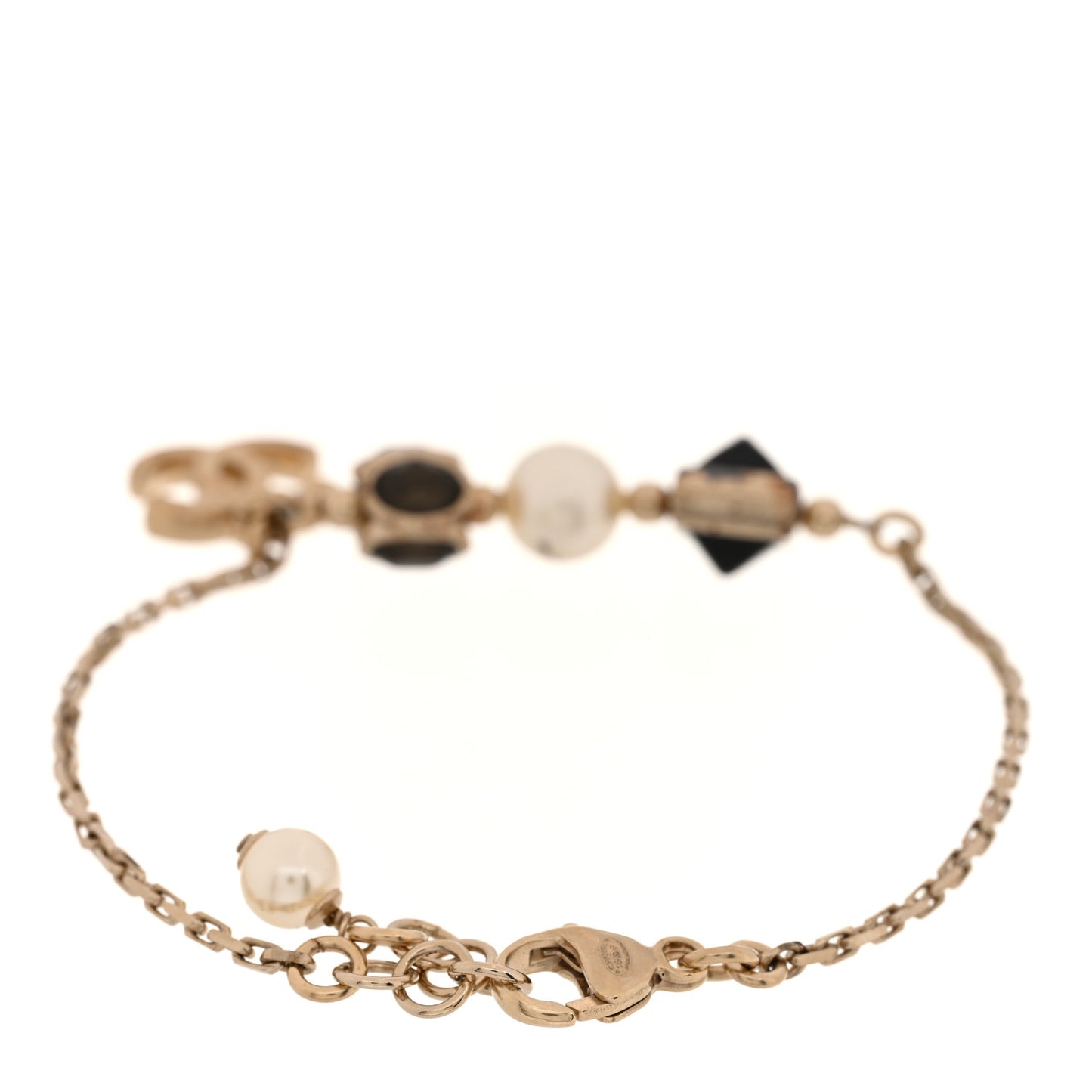 Enamel Pearl CC Bracelet Gold Black