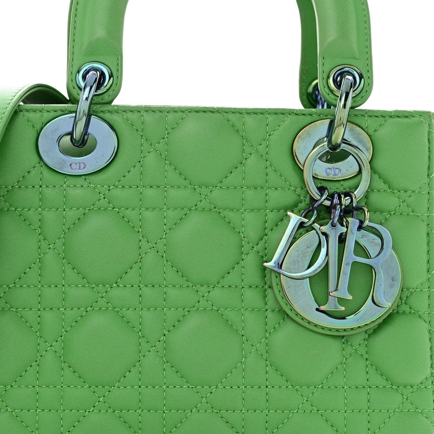 Lambskin Cannage Small Lady Dior Bright Green