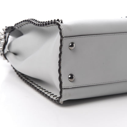 Fendi Vitello Seta Shiny Nappa Scalloped Studded Medium Peekaboo Iconic Satchel Grigio Perla 11 of 13
