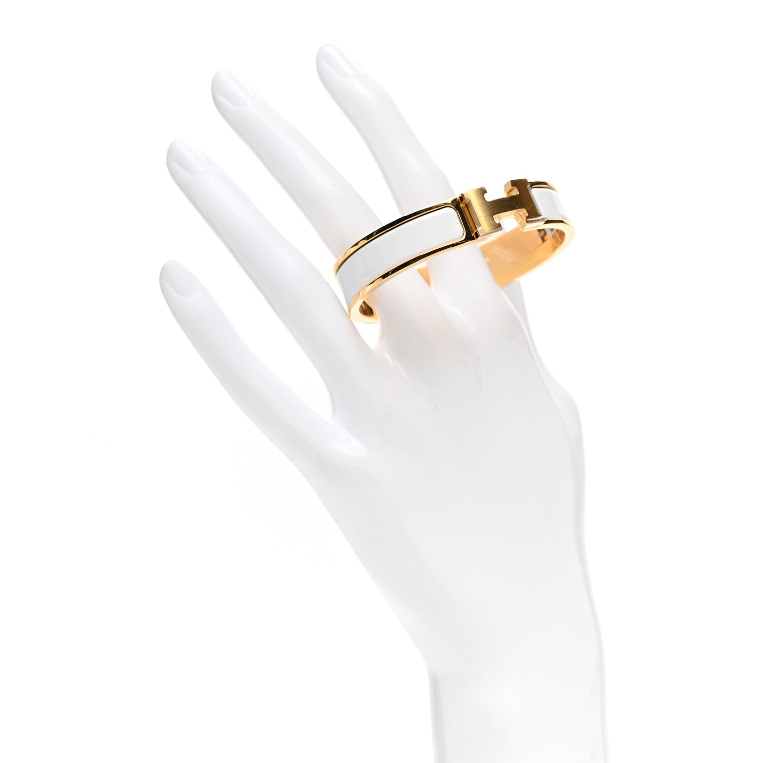 Hermes Enamel Narrow Clic Clac H Bracelet PM White 4 of 5