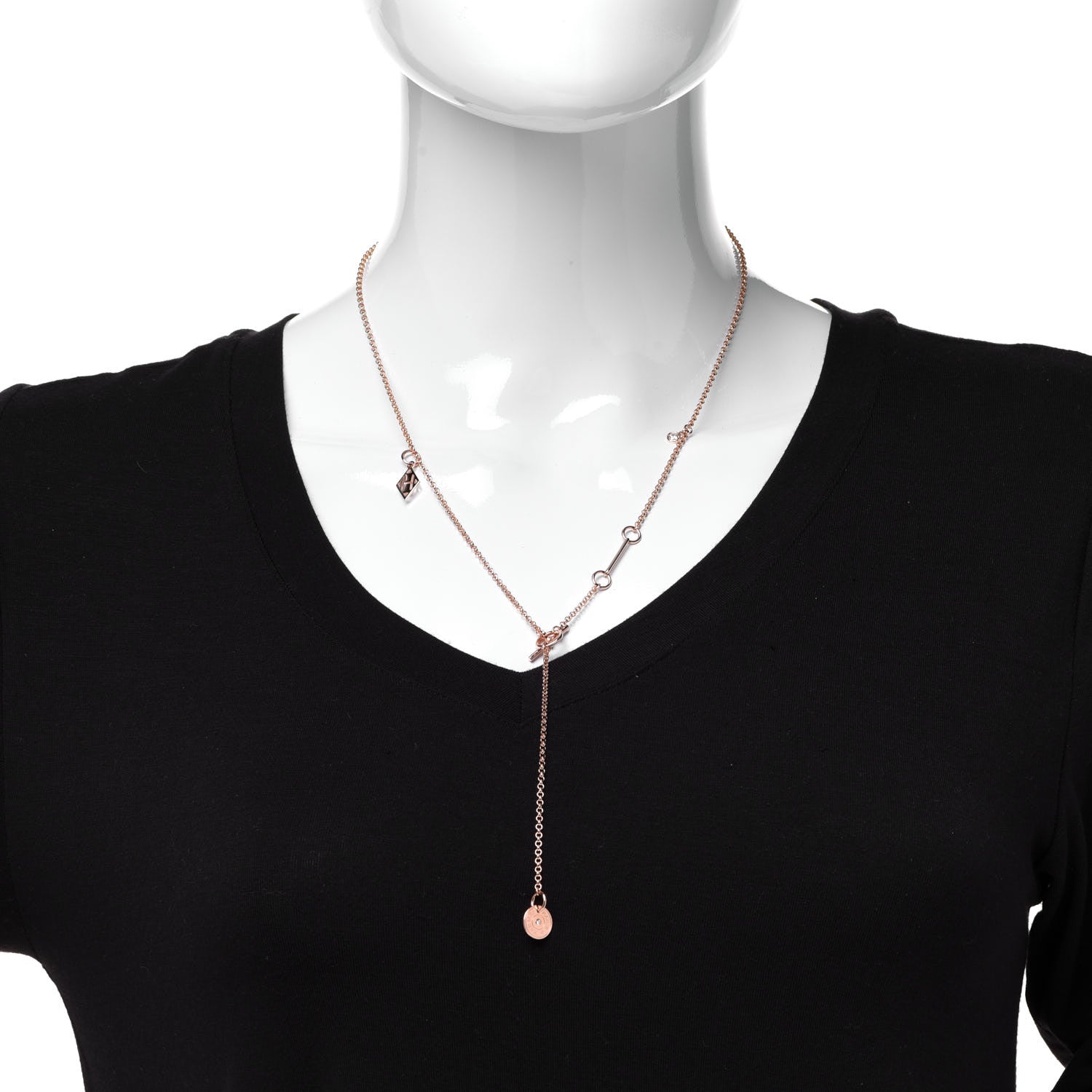 Hermes 18K Rose Gold Diamond Gambade Necklace 2 of 6