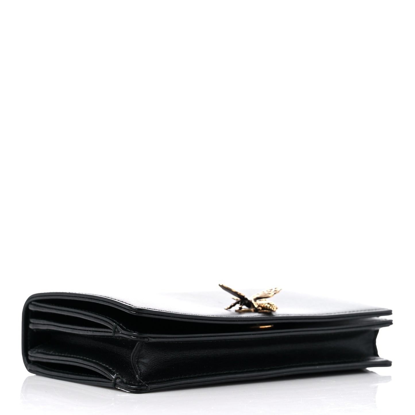 Calfskin Bee Clutch Black