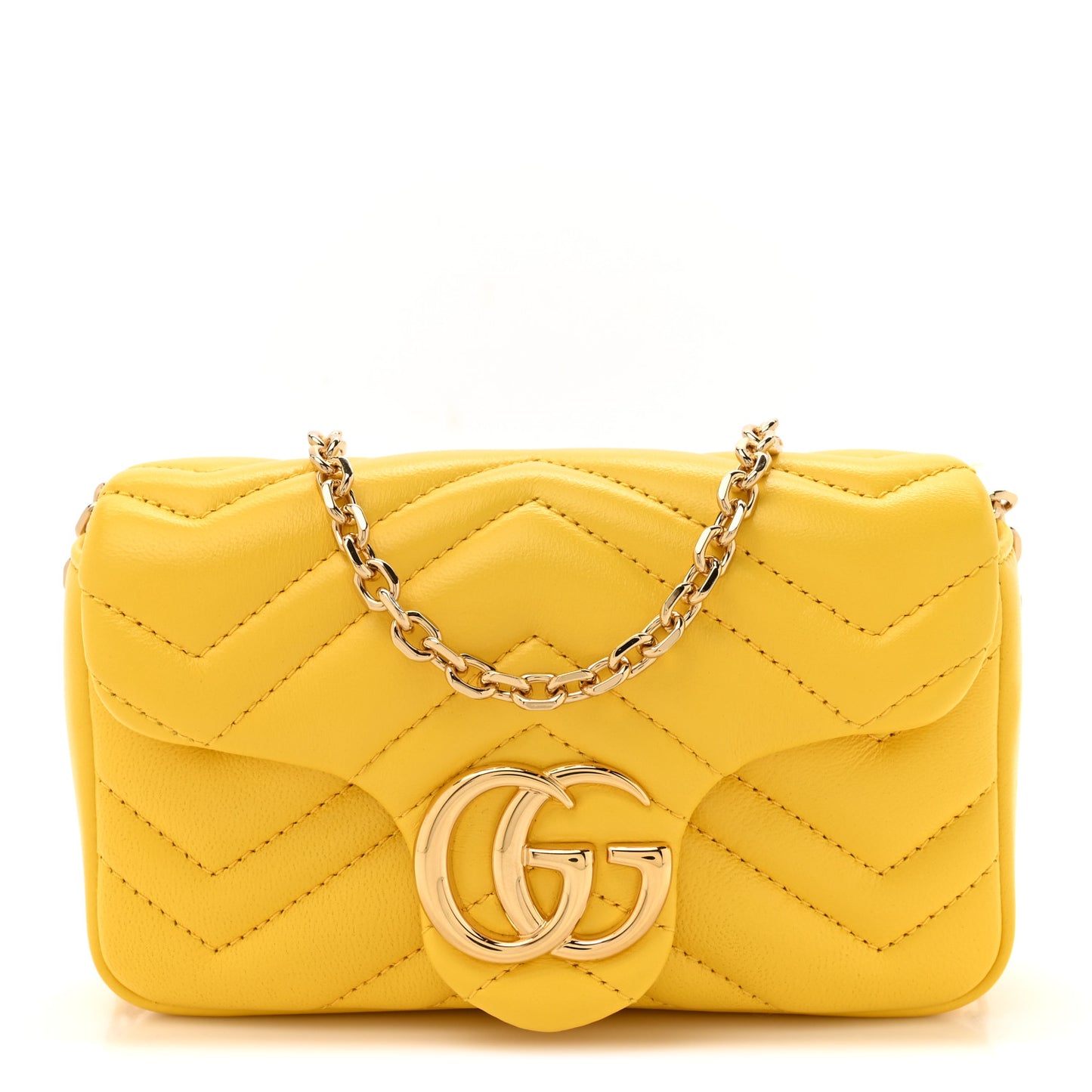 Lambskin Matelasse Mini GG Marmont Shoulder Bag Yellow