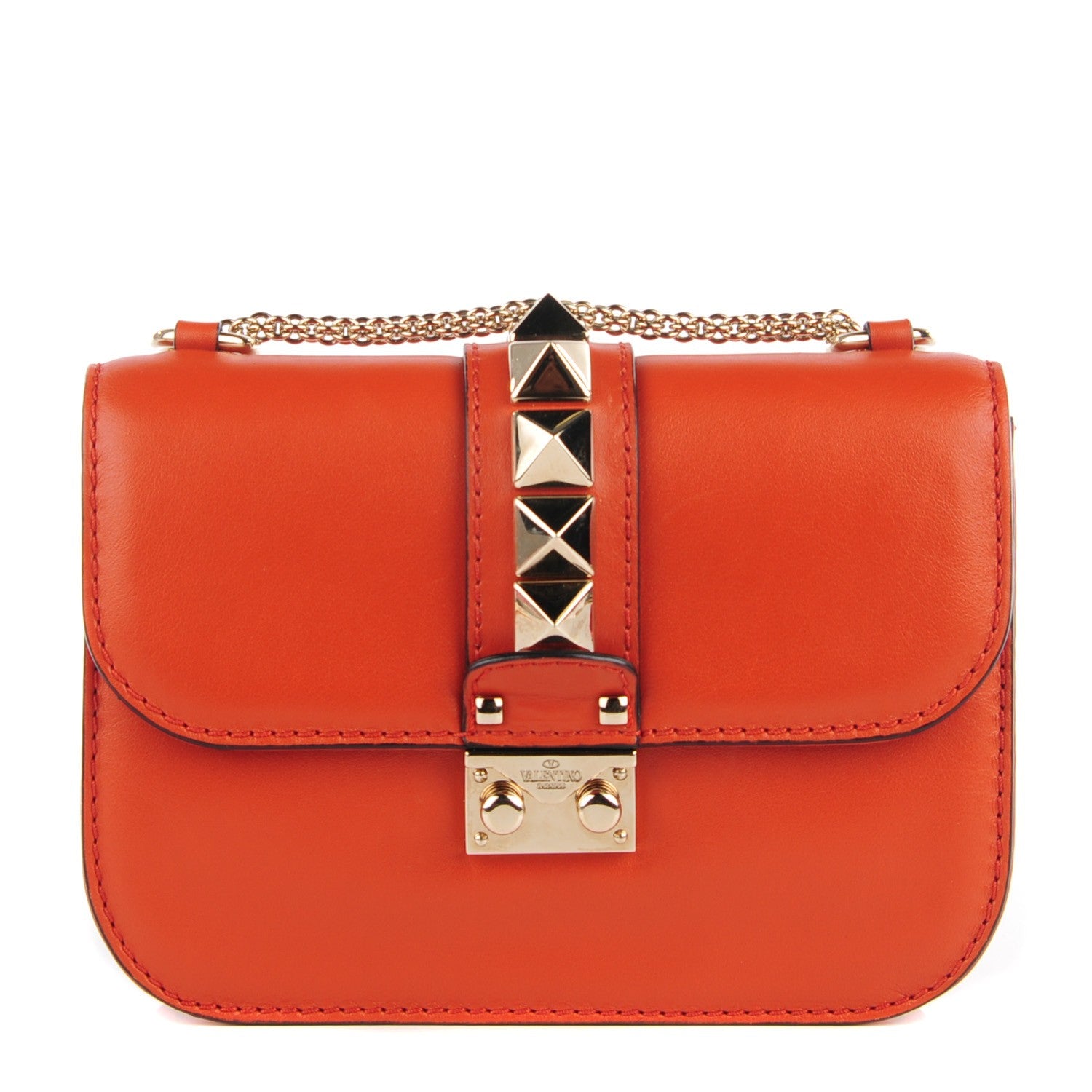 Valentino Garavani Vitello Small Glam Lock Rockstud Flap English Red 1 of 7