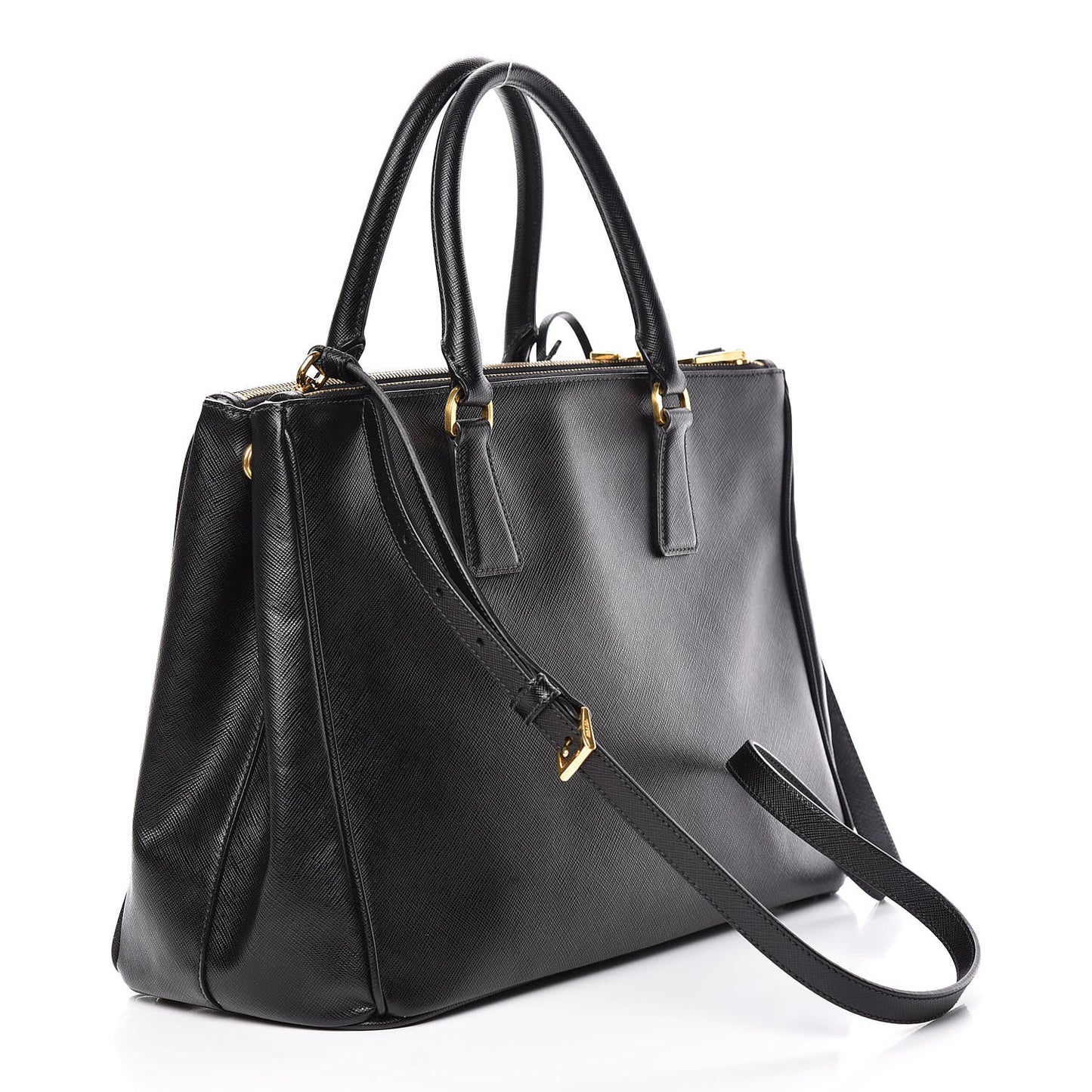 Saffiano Medium Galleria Double Zip Tote Black
