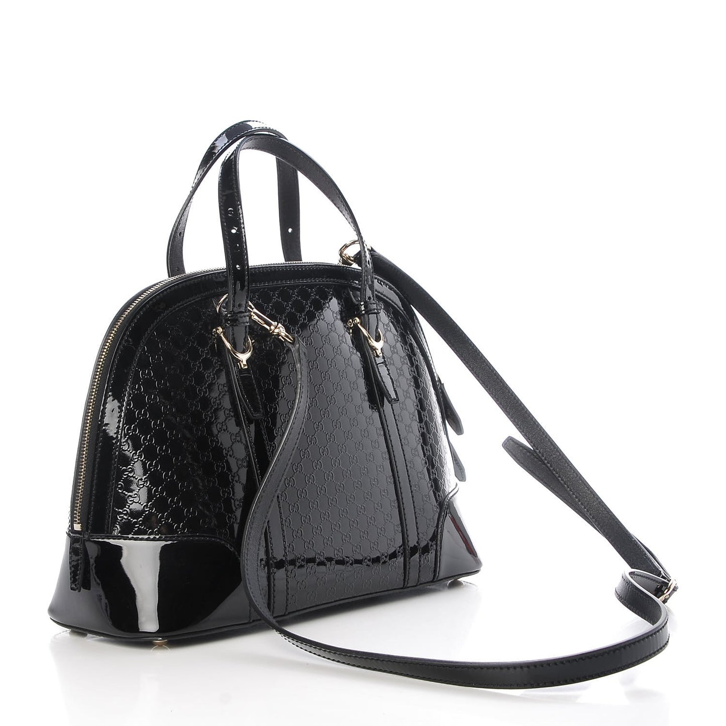 Patent Microguccissima Small Nice Top Handle Dome Bag Black