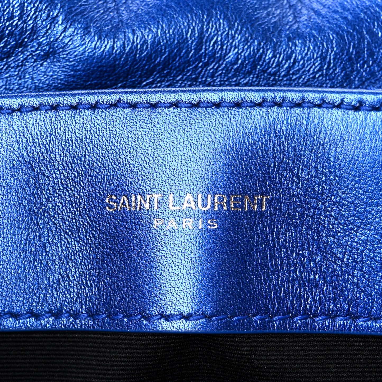 Metallic Calfskin Y Quilted Monogram Small Loulou Chain Satchel Blue Royal
