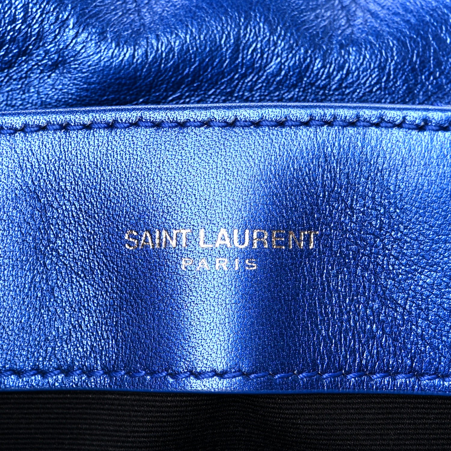 Saint Laurent Metallic Calfskin Y Quilted Monogram Small Loulou Chain Satchel Blue Royal 6 of 11