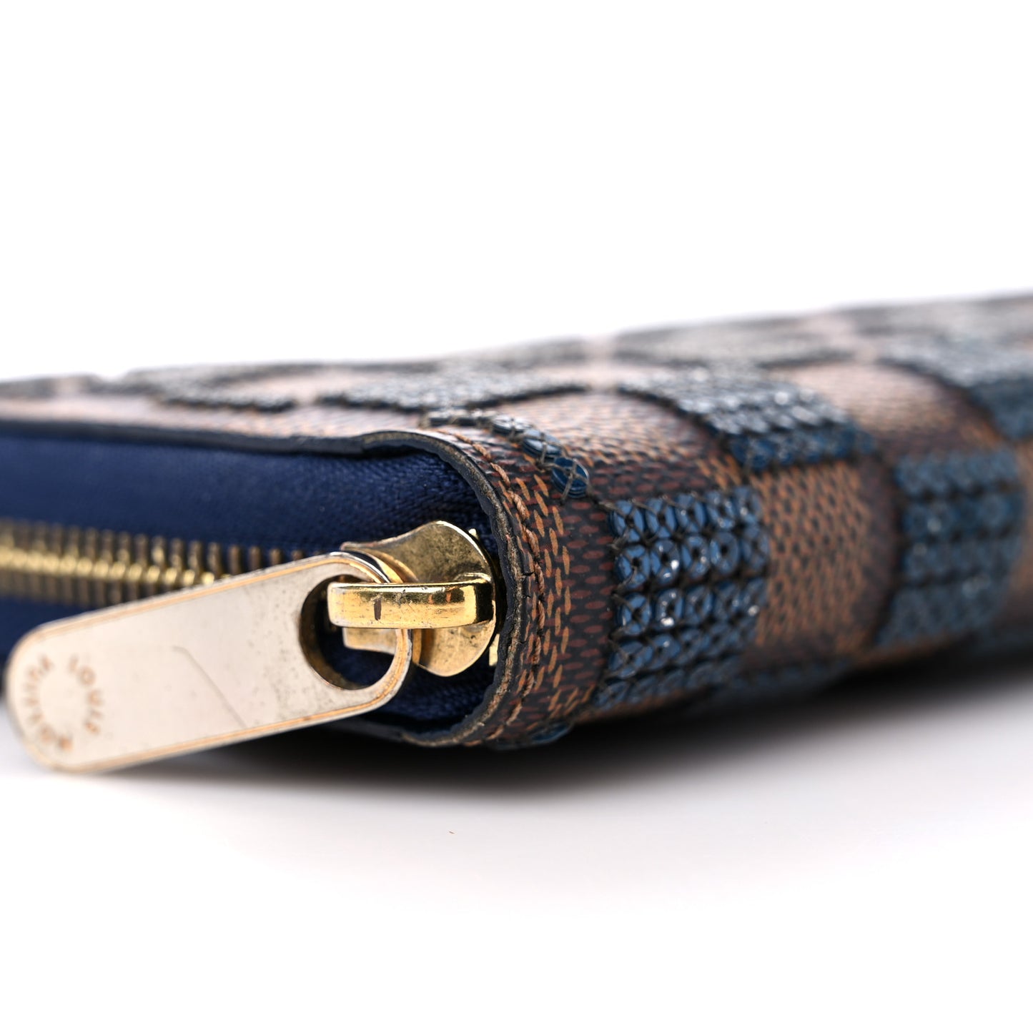 Damier Paillettes Zippy Wallet Blue