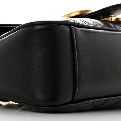 Gucci Calfskin Matelasse Small GG Marmont Shoulder Bag Black 8 of 11