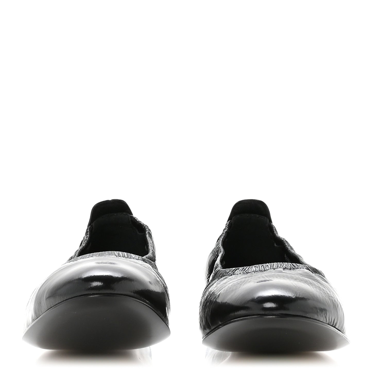Lambskin Shiny Goatskin Calfskin Ballerina Flats 39.5 Black
