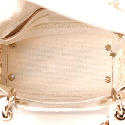 Christian Dior Canvas Around The World Stella Embroidered Medium Lady D-Lite White Gold 5 of 10