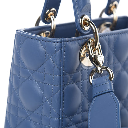Christian Dior Lambskin Cannage Small Lady Dior Denim 10 of 11