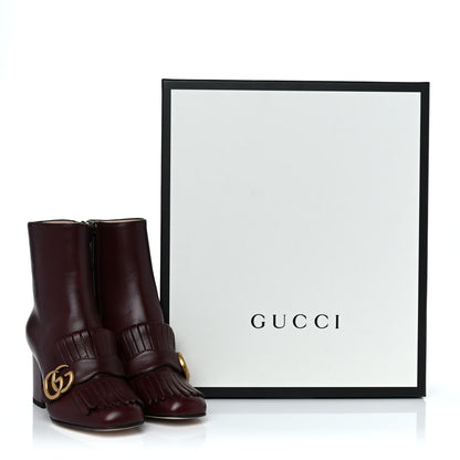 Gucci Malaga Kid GG Marmont Fringe 75mm Ankle Boots 35 Vintage Bordeaux 12 of 12