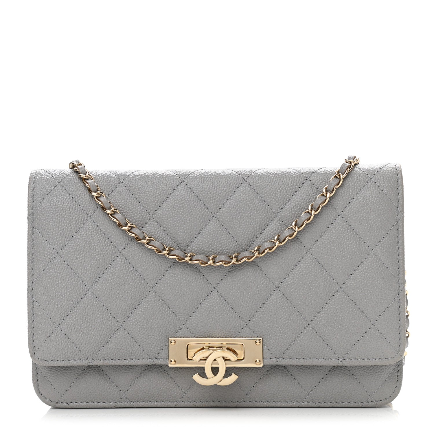 Chanel Caviar Quilted Golden Class Wallet On Chain WOC Gray 1 of 11