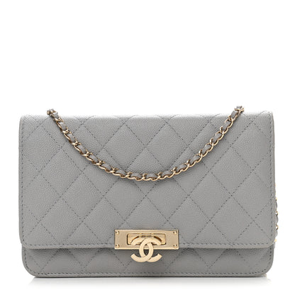 Chanel Caviar Quilted Golden Class Wallet On Chain WOC Gray 1 of 11