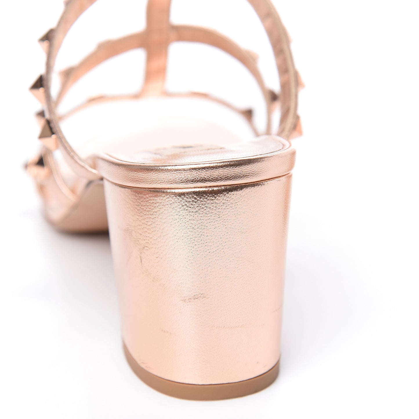 Metallic Nappa Rockstud 60mm Caged Slide Sandals 41 Rame