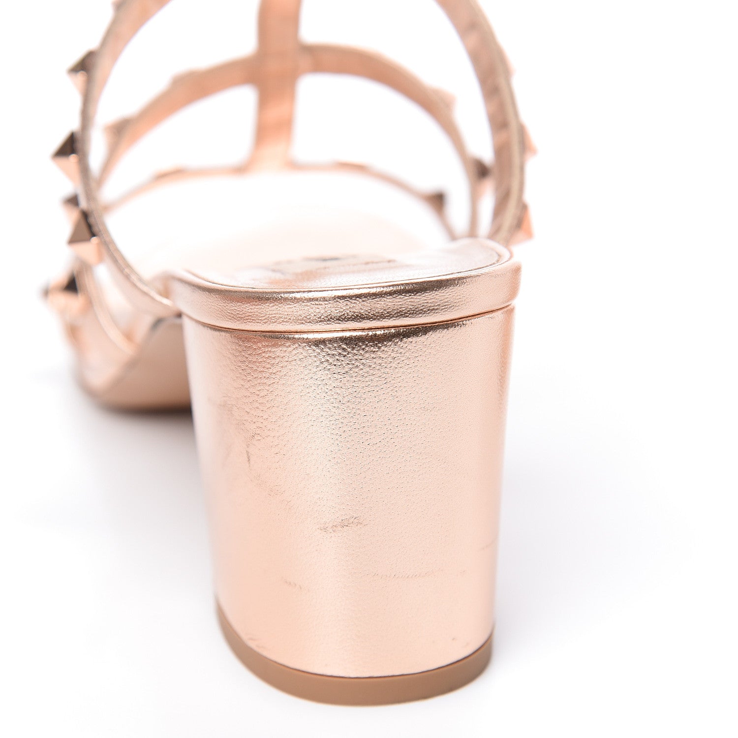 Valentino Garavani Metallic Nappa Rockstud 60mm Caged Slide Sandals 41 Rame 11 of 12