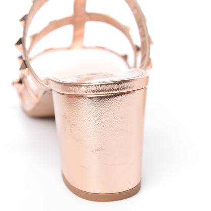Valentino Garavani Metallic Nappa Rockstud 60mm Caged Slide Sandals 41 Rame 11 of 12