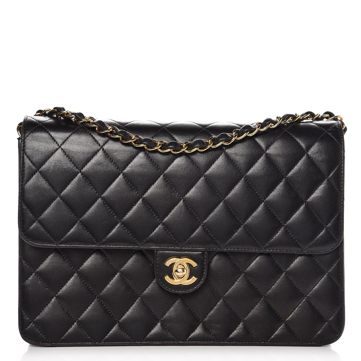 Chanel Lambskin Quilted Medium Single Flap Black 1 of 8