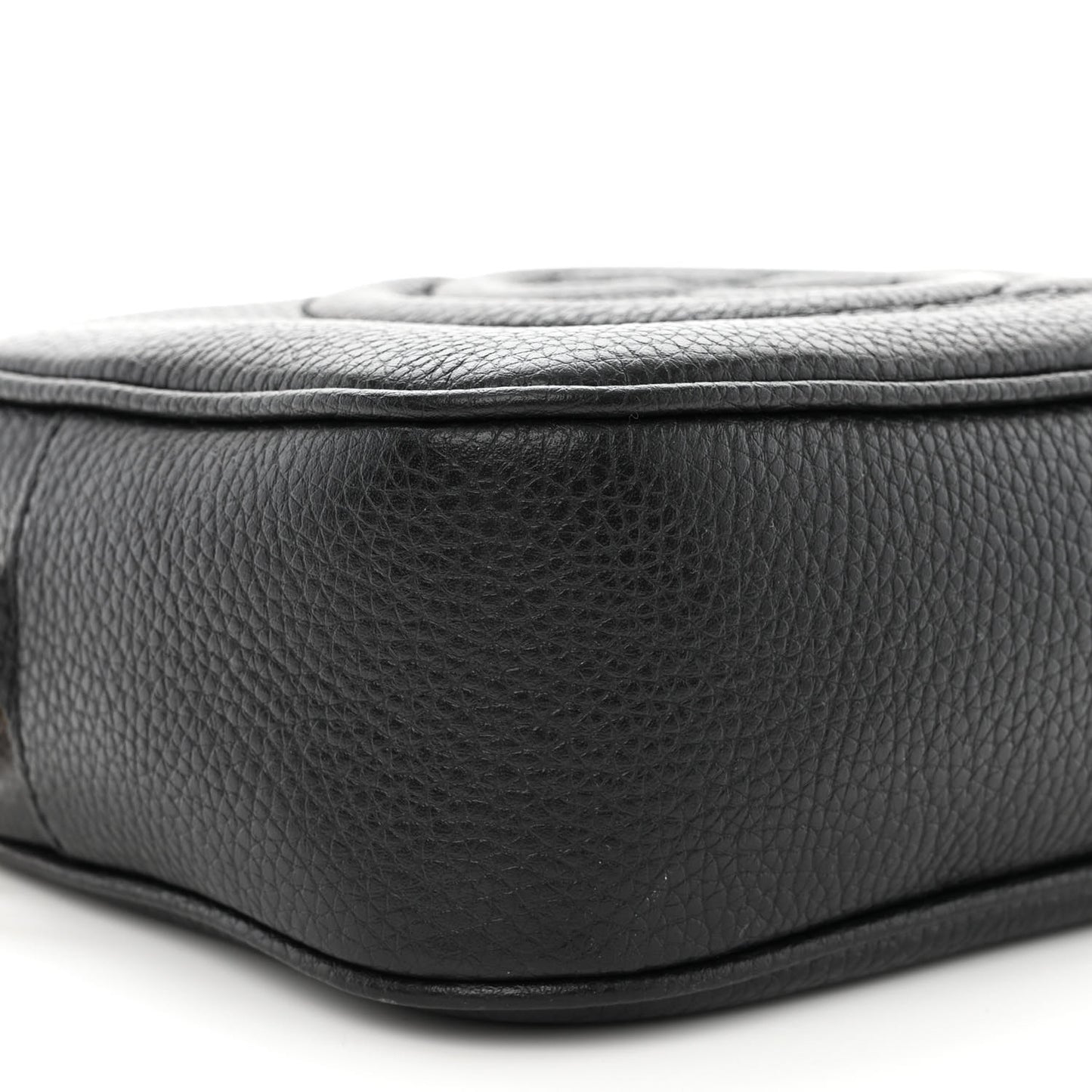 Pebbled Calfskin Small Soho Disco Bag Black