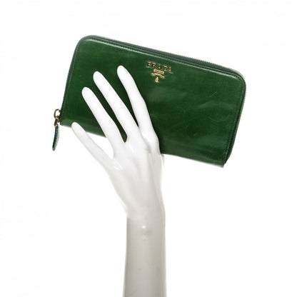 Prada Vitello Shine Zip Around Wallet Edera 2 of 7