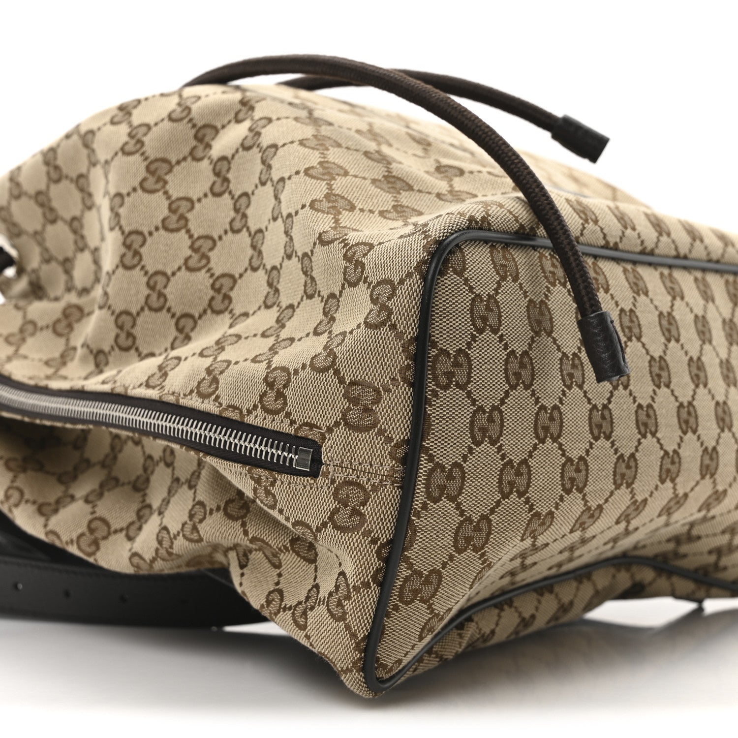 Gucci Monogram Dollar Calfskin O Drawstring Backpack Beige Ebony Testa di Moro Dark Chocolate 9 of 10