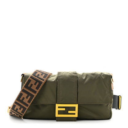 Fendi Nylon Dolmias Vitello Grace FF Puffer Belt Baguette Bag Military Brown Tortora 1 of 13