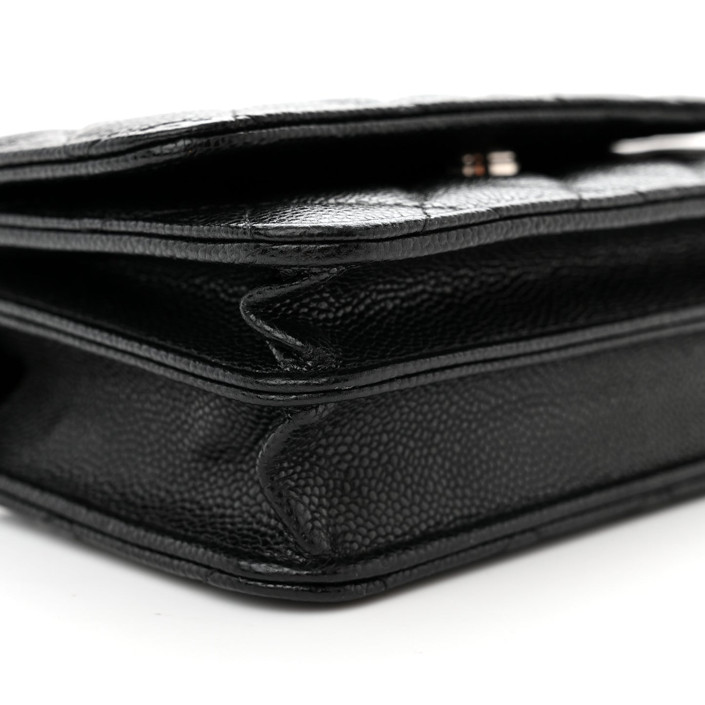 Caviar Quilted Mini Wallet On Chain WOC Black