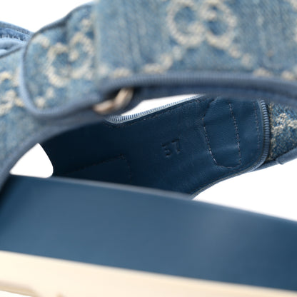 Gucci New Denim Delave GG Monogram Womens Dad Sandals 37 Light Blue Avion 9 of 10
