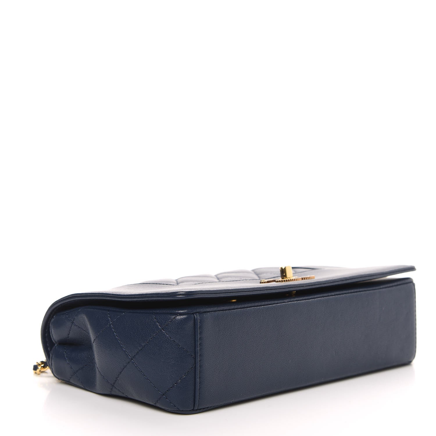 Chanel Sheepskin Quilted Medium Vintage Mademoiselle Flap Dark Navy 4 of 12