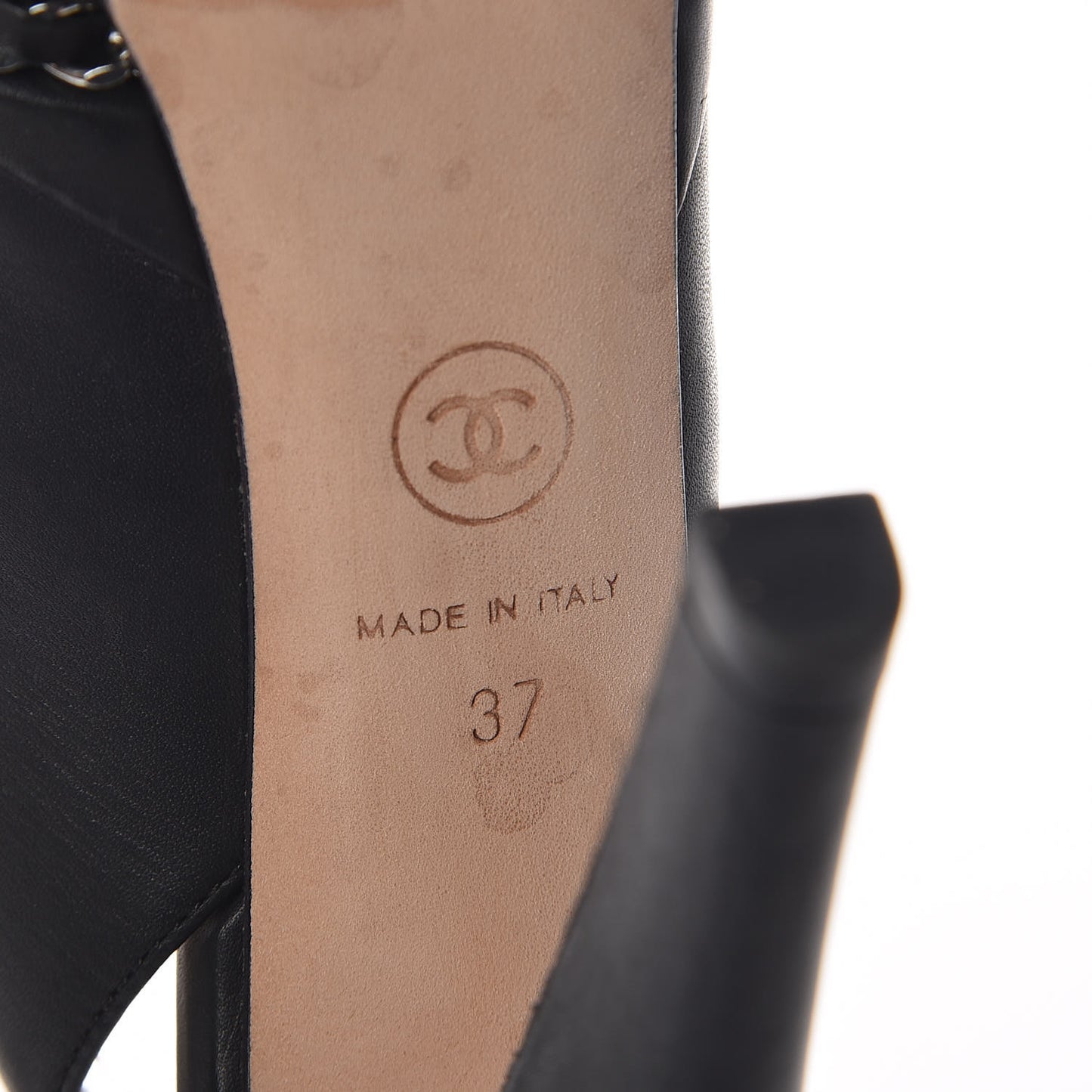 Lambskin Chain Slingback Pumps 37 Black