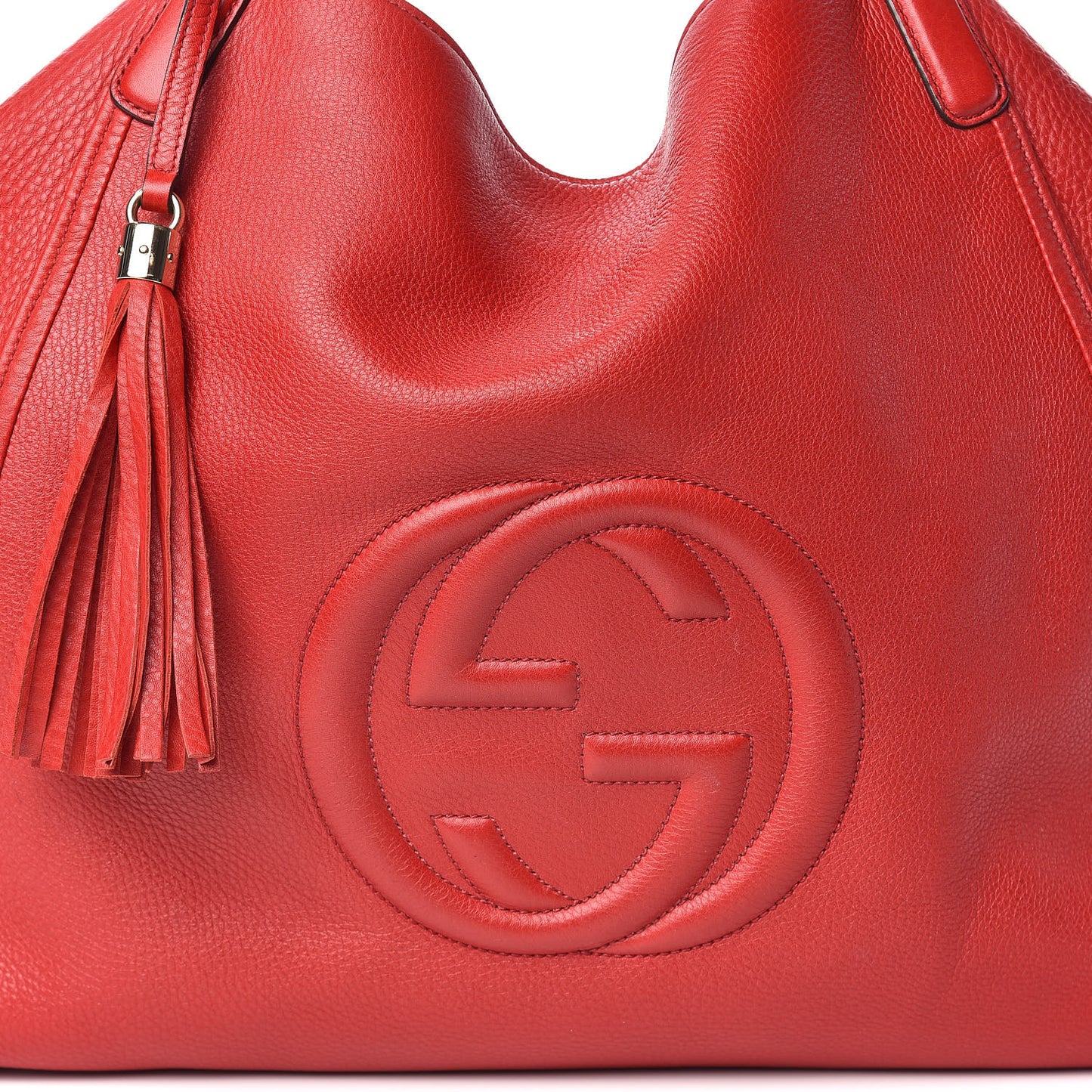 Pebbled Calfskin Large Soho Shoulder Bag Red