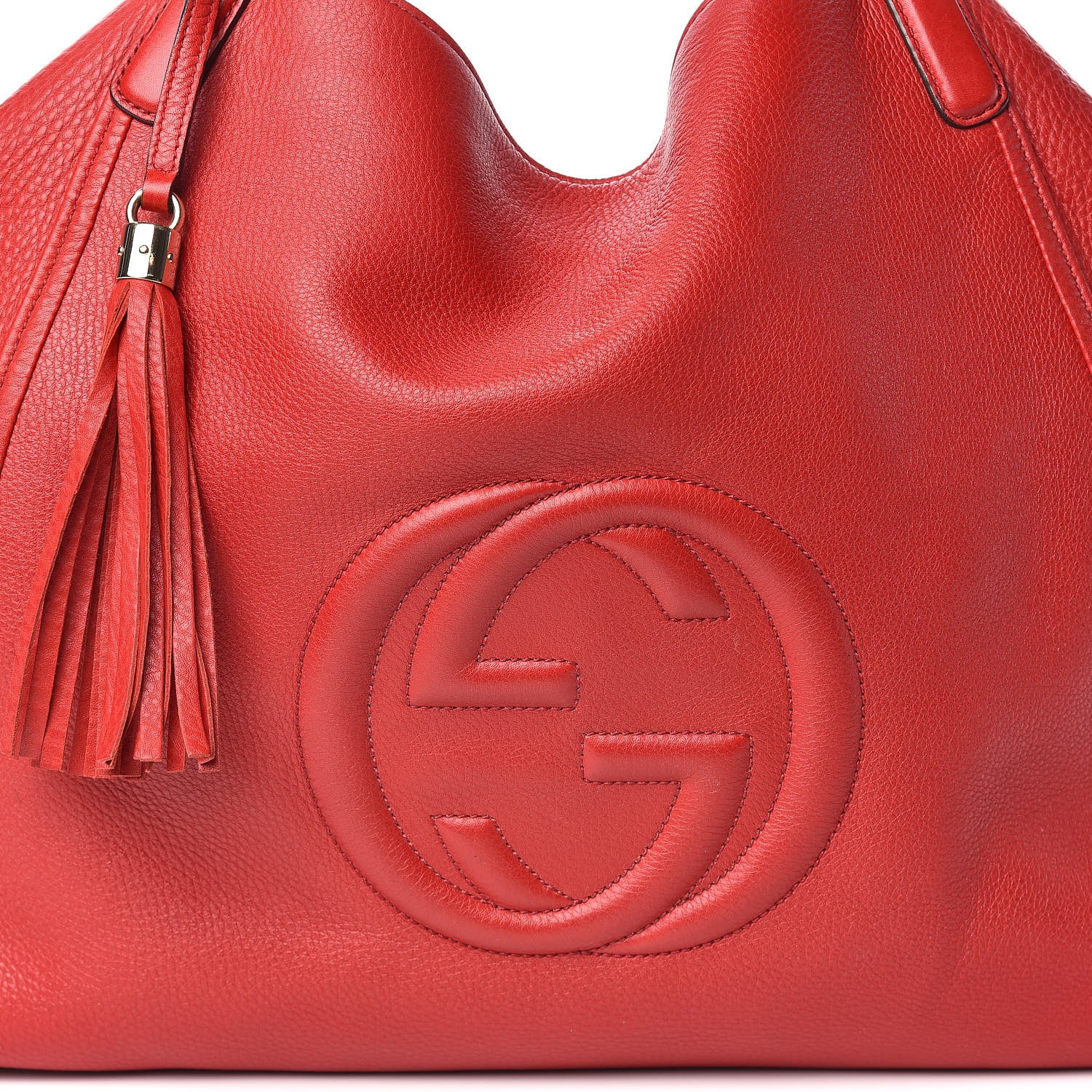Gucci Pebbled Calfskin Large Soho Shoulder Bag Red 13 of 13